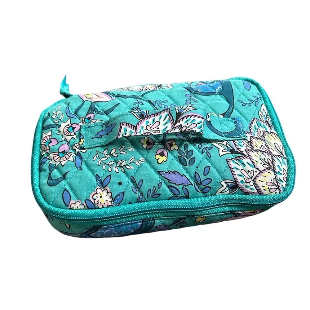 Vera Bradley Peacock Garden quilted cosmetic organizer bag nwot
